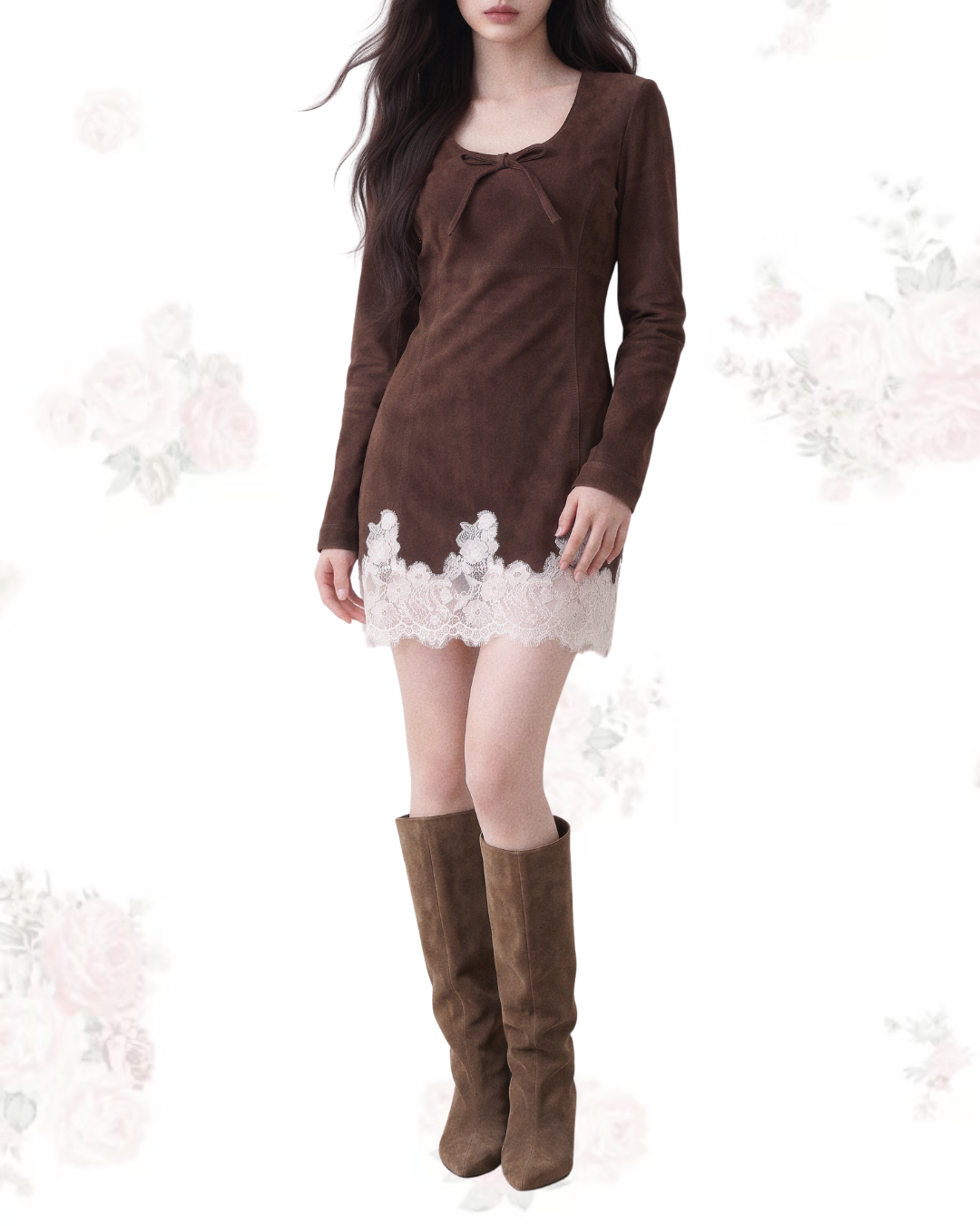 RIBBON LACE HEM DRESS