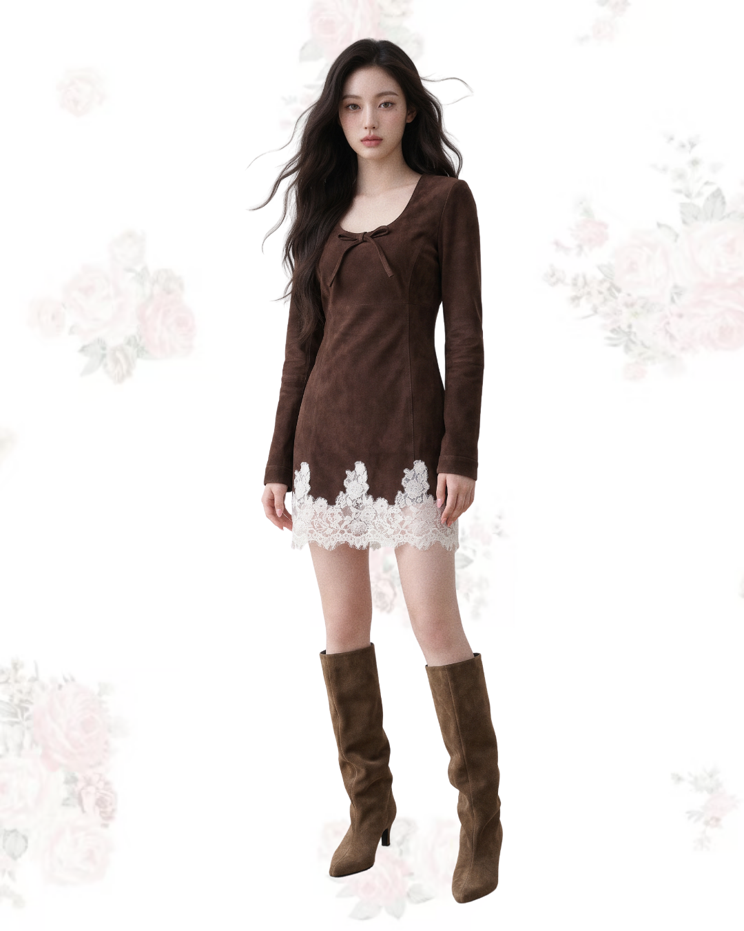 RIBBON LACE HEM DRESS