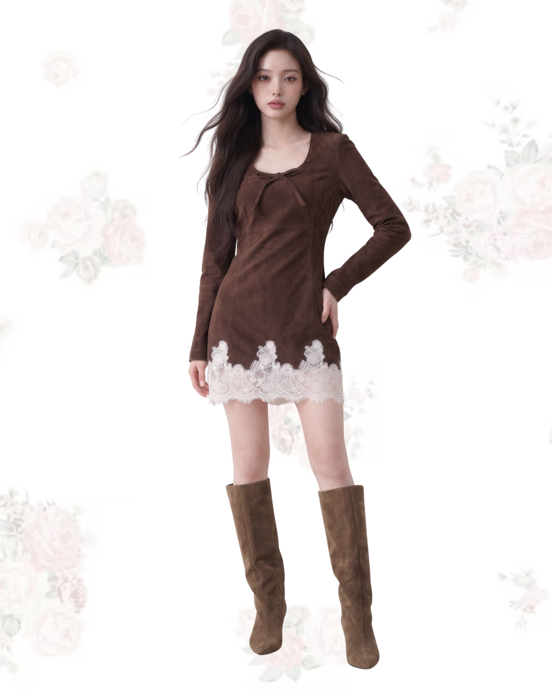RIBBON LACE HEM DRESS