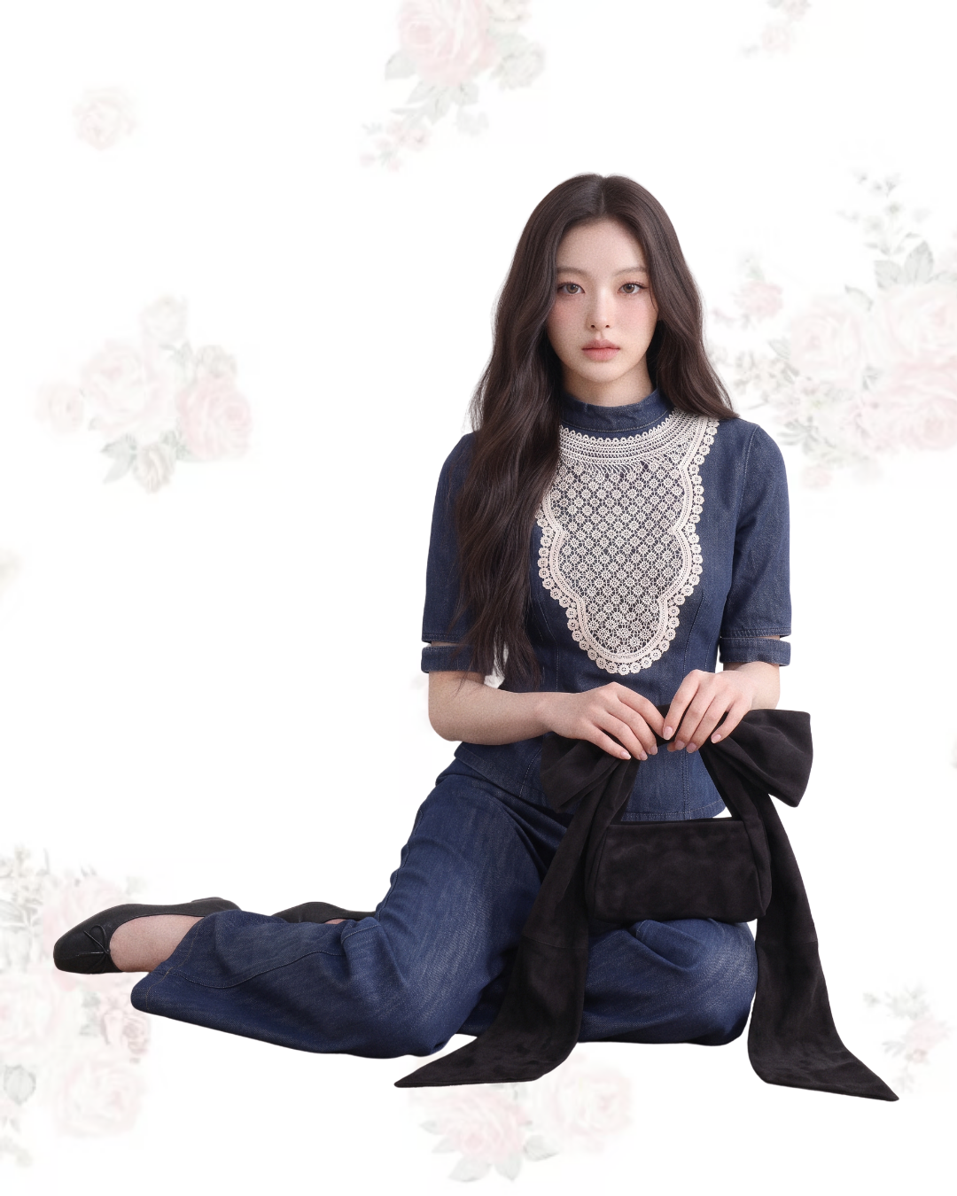 SCALLOPED DENIM TOP