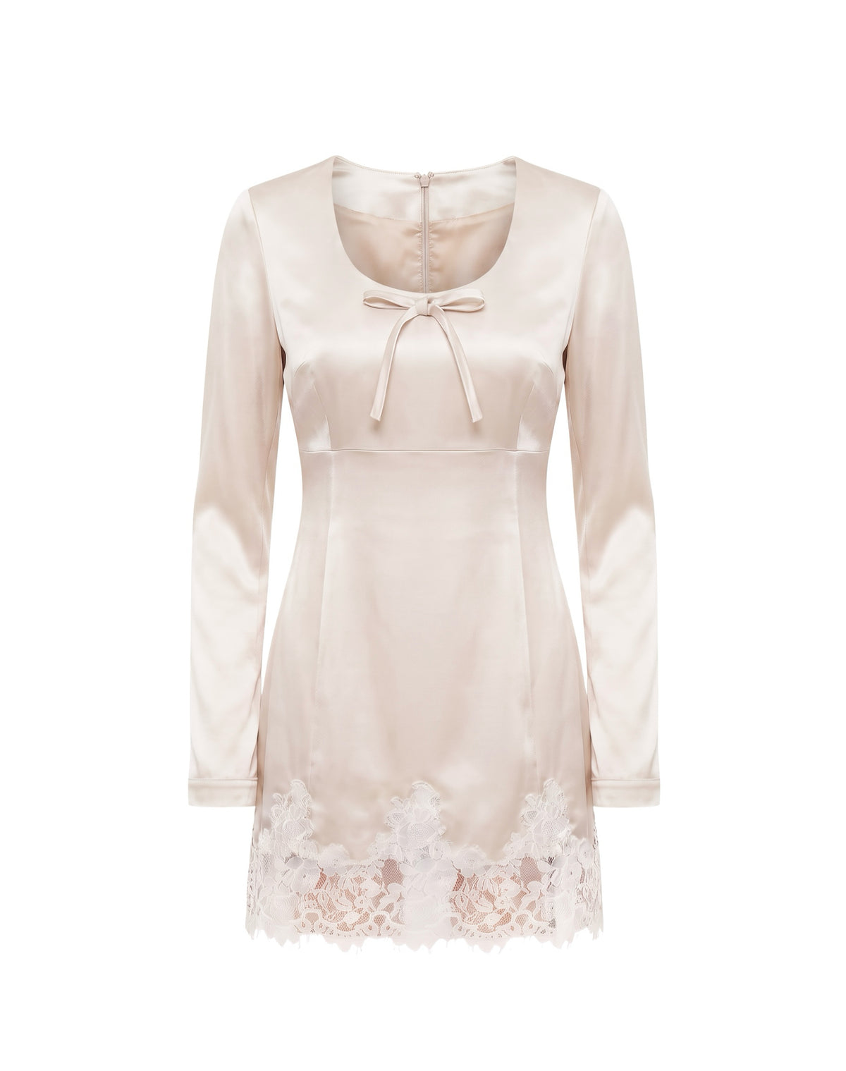 RIBBON LACE SATIN DRESS
