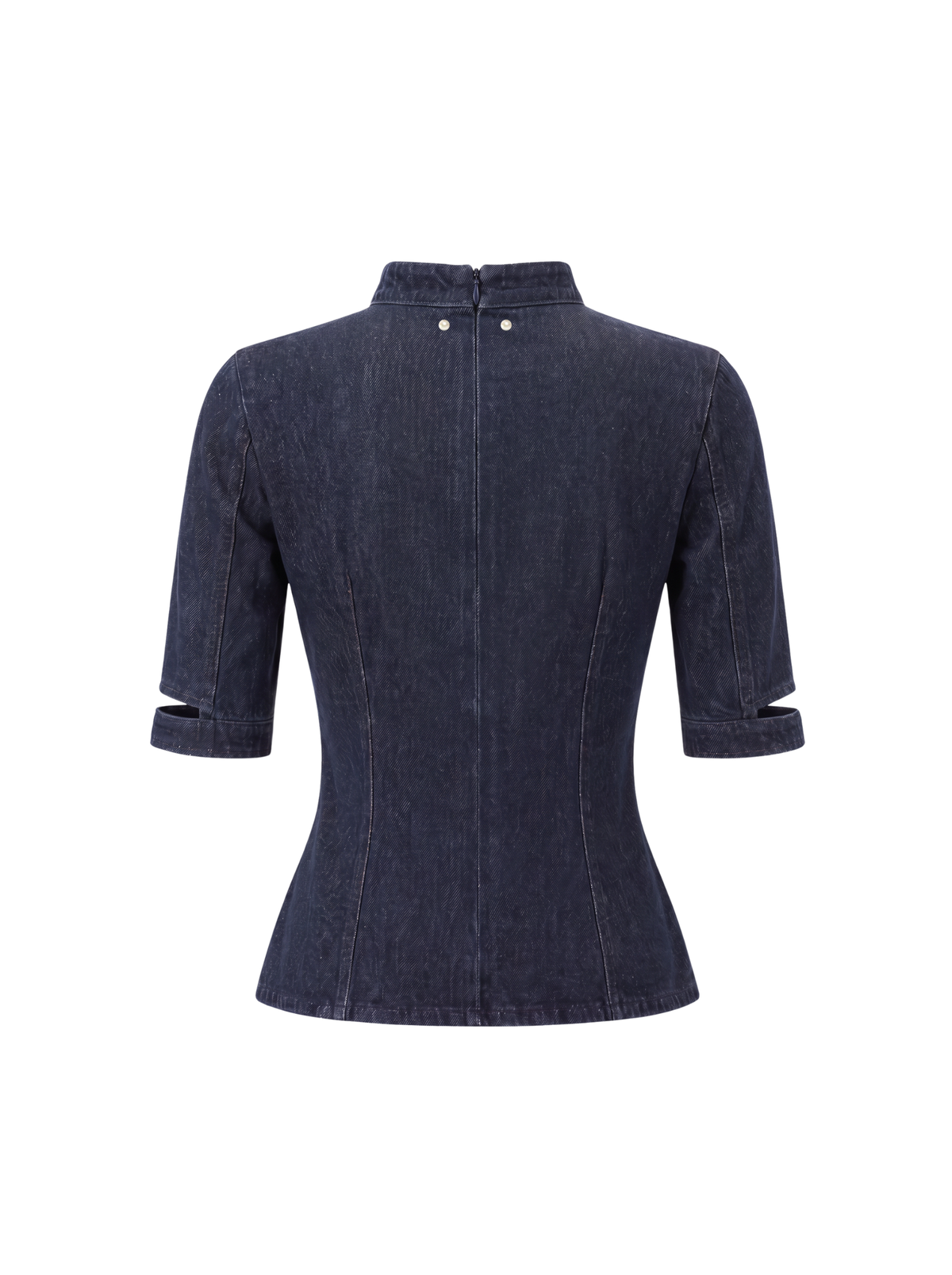 SCALLOPED DENIM TOP