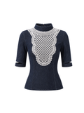 SCALLOPED DENIM TOP