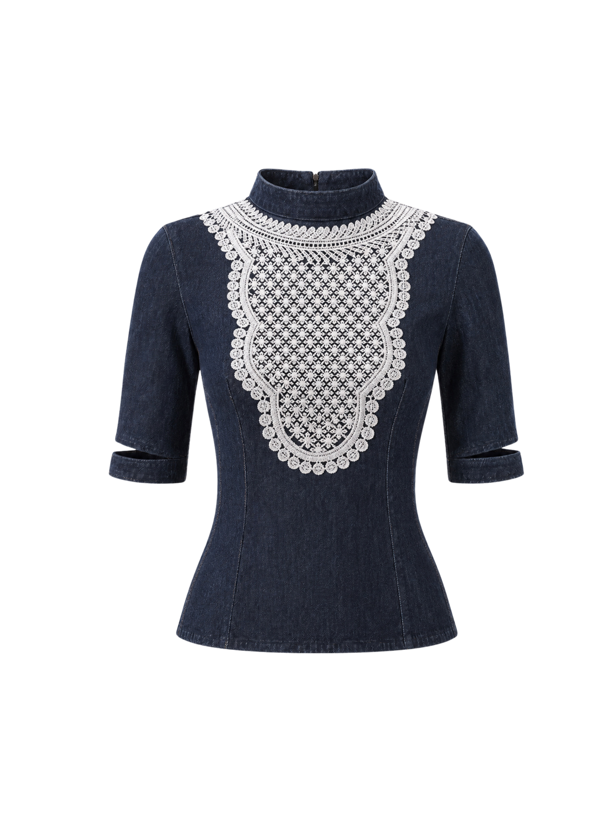 SCALLOPED DENIM TOP